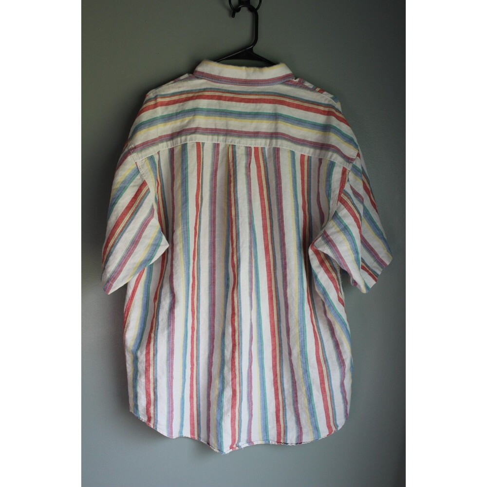 M.E. Sport Mens XL Short-sleeve Button-up Vertical Striped Shirt - Picture 8 of 14